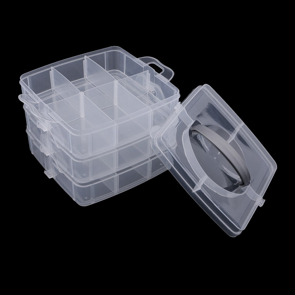 18 Slots Vintage Plastic Clear Jewelry Beads Organizer Box Storage Container Home Sewing Thread Craft Tools Case