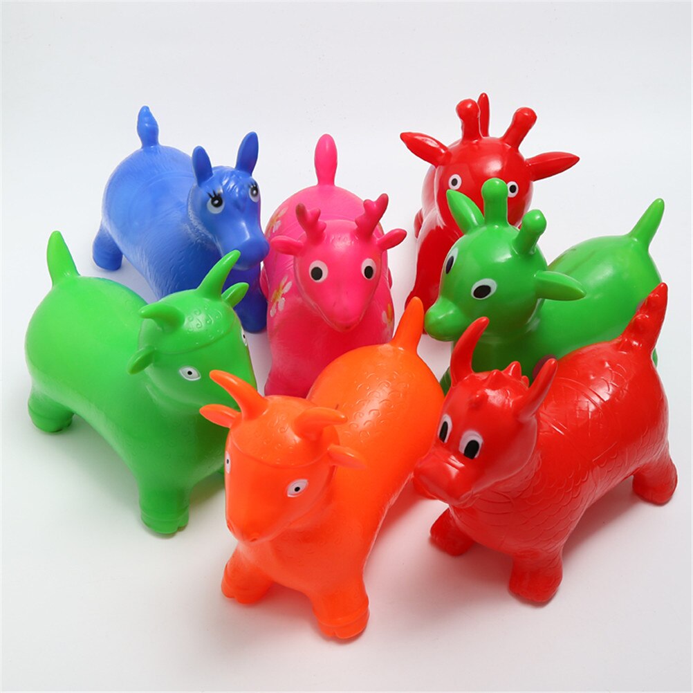 1pcs Inflatable Bouncer Jumping Child Kids Inflatable Rubber Deer Gift Toys Rides On Animal Bouncy Horse Toys Color Randomly