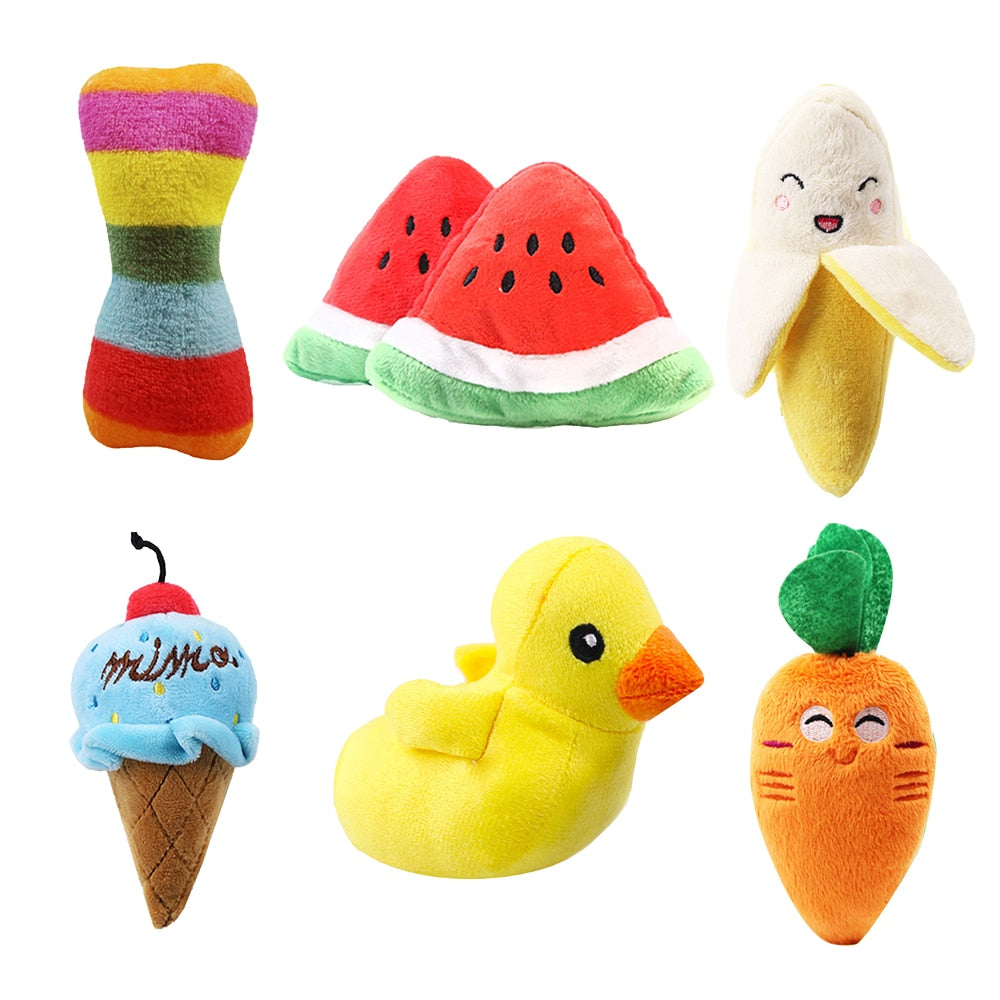 Plush Squeaking Pet Toy Cute Plush Puzzle For Dogs Cat Pet  Toys Chew Squeaker Animals Cartoon Squeaky Toy For Pet