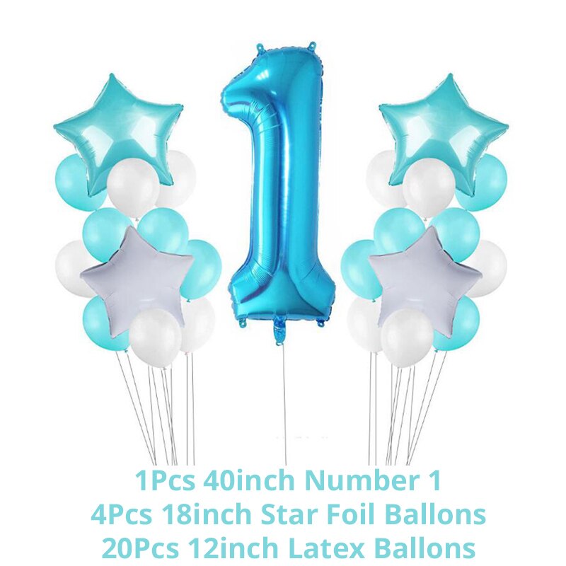 Kids 1st Birthday Party Decoration 1 Year Old Crown Baby Boy girl 1 First Birthday Balloon Garland Baby Shower Party Supplies