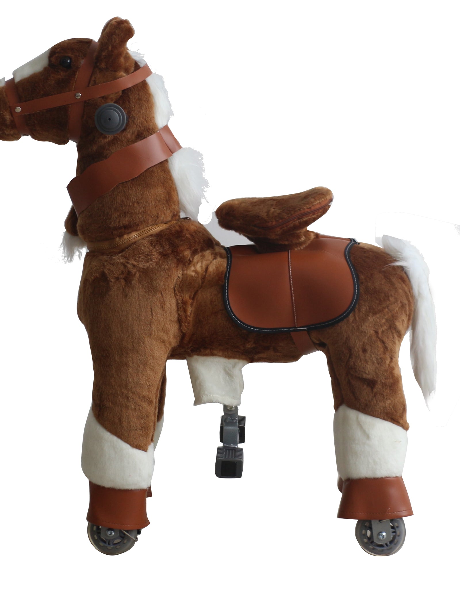 Ride On Horse Plush for Aged 3-8 Years Kids Mechanical Horse with White Hoof Walking Animal Riding for Race Game Ride On Toys