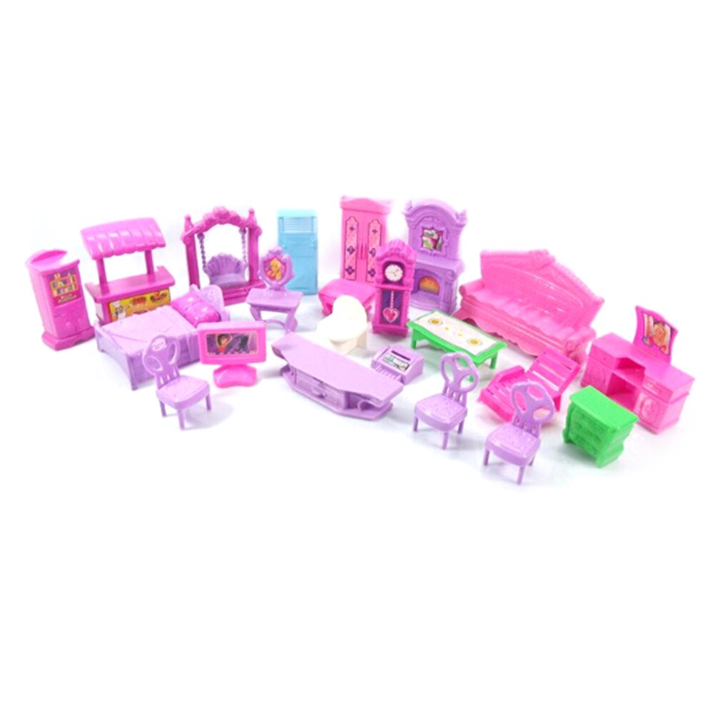 Hot Sale Pretend Play Toys Christmas Gift Plastic Furniture Miniature Rooms For Doll 22PCS/set 3D Dolls House Set Baby Kids