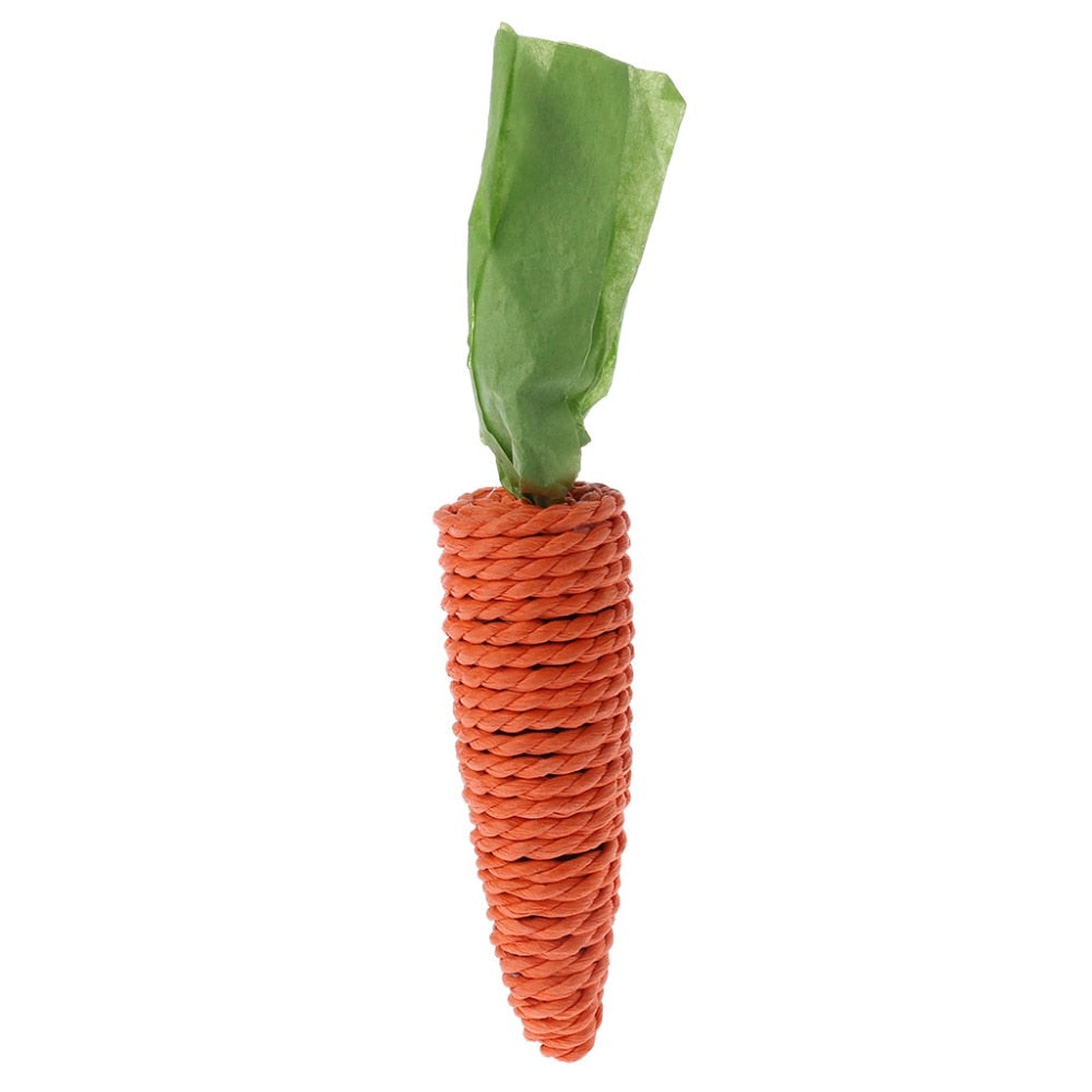 Funny Pet Cat Scratch Toy Straw Carrot For Hamster Guinea Rabbit Rat Chew Toy