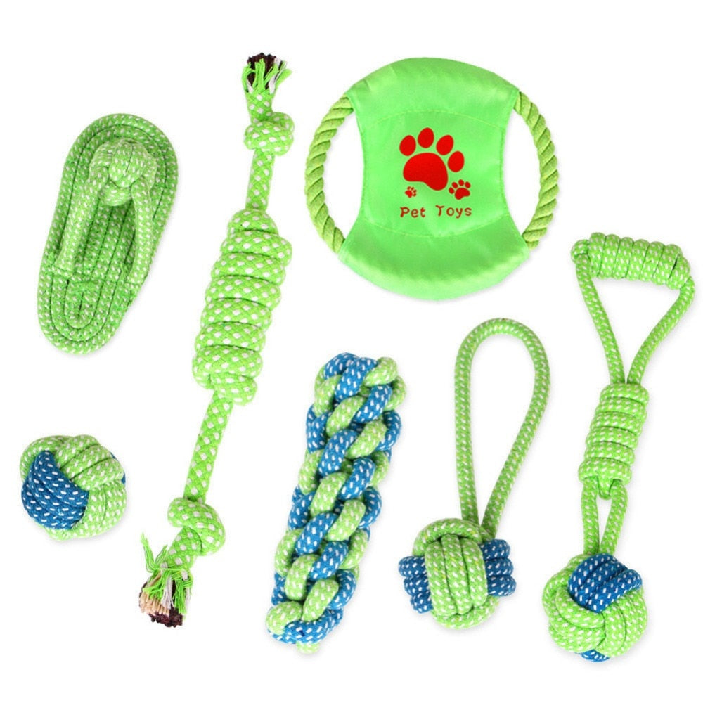 14style Pet Dog Toys Cotton Ball Puppy Chew Molar Toy Teeth Clean Green Rope Durable Braided Rope Funny Tool For Outdoor Traning