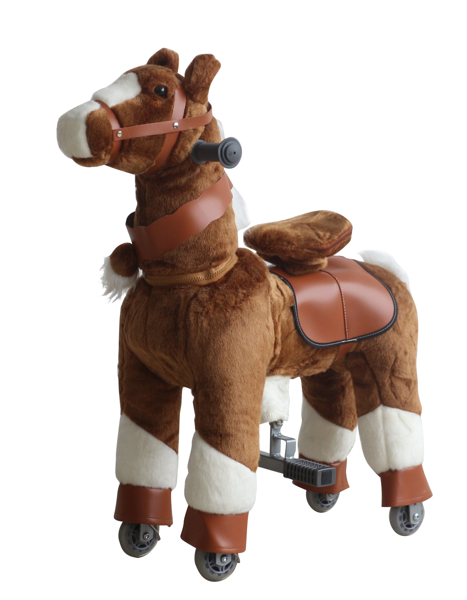 Ride On Horse Plush for Aged 3-8 Years Kids Mechanical Horse with White Hoof Walking Animal Riding for Race Game Ride On Toys