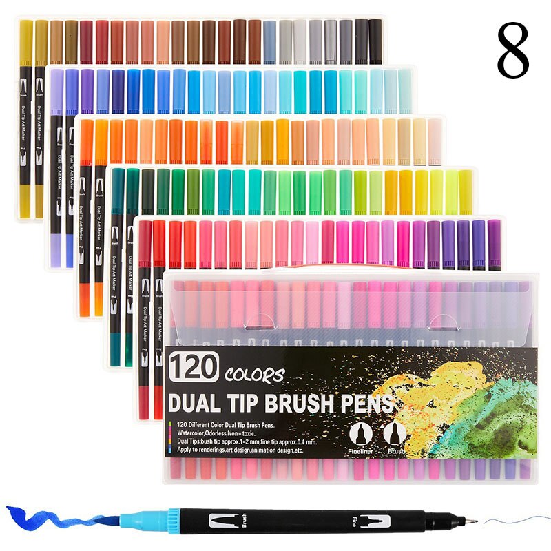 FineLiner Dual Tip Brush Art Markers Pen 12/48/72/100/120 Colors Watercolor Pens For Drawing Painting Calligraphy Art Supplies