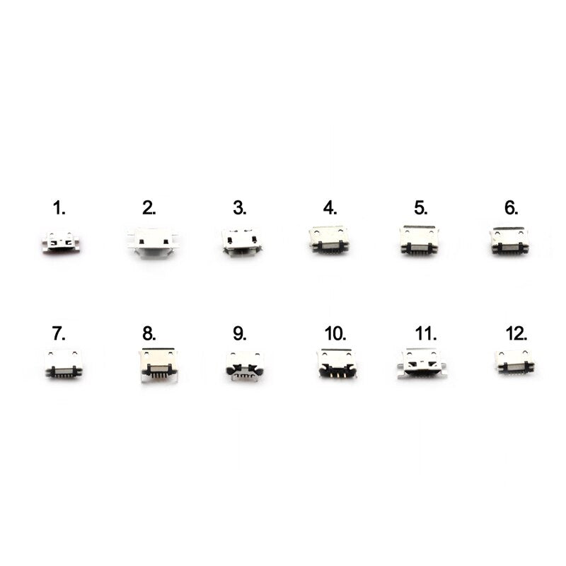 60 Pcs/set Micro USB Connector 12 Models Socket Jack USB Connectors Set For MP3 Lenovo Huawei Samsung SMD DIP Socket Set Kit