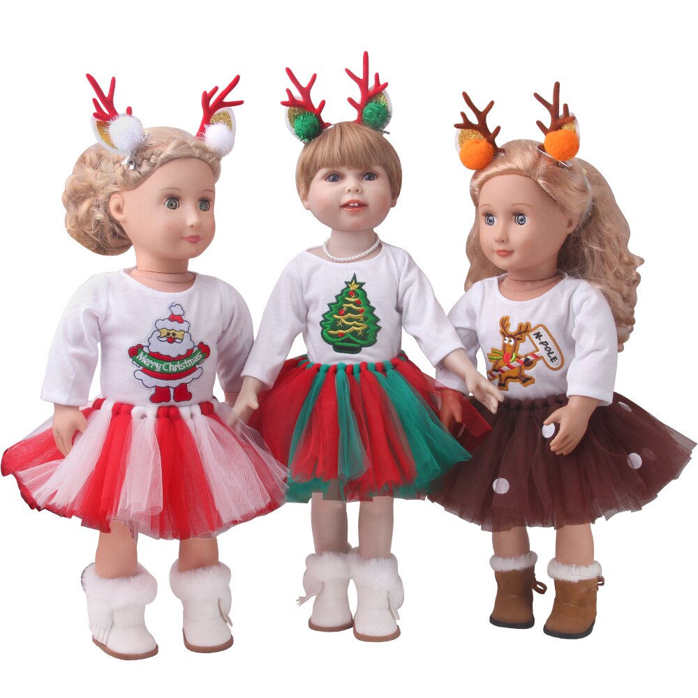 18 inch Girls doll clothes Christmas deer suit American doll skirt newborn dress Baby toys fit 43 cm Baby dolls c943