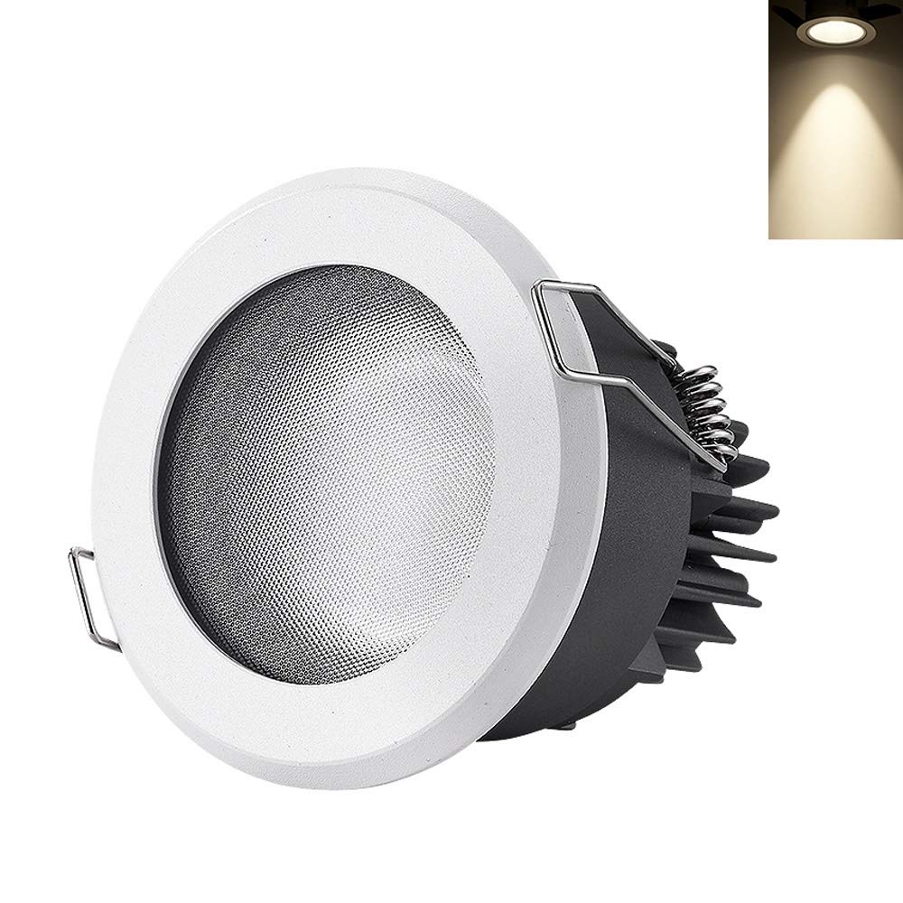 Deep Anti-Glare LED 12W Recessed Dimmable Downlight IP65 Waterproof Anti-Fog Bathroom Kitchen Home Recessed Spotlight 75-80mm