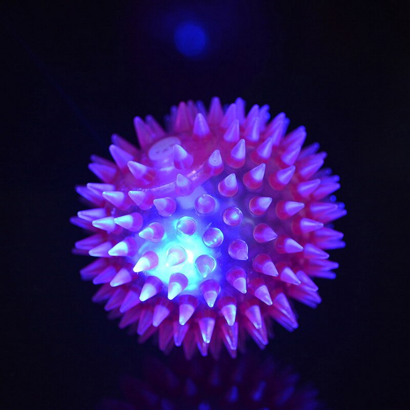 Dog And Cat Voice Attract Toys LED Light Elastic Rubber Flash Hedgehog Massage Stimulation Hand Pet Products Bouncing Ball