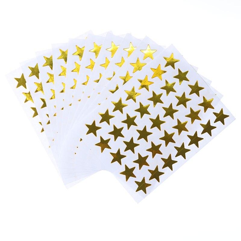 10pcs Many Kindergarten Awards Gold-plated Glitter Sticker Mother Teacher Praise Label Award Five-pointed Star Love Sticker
