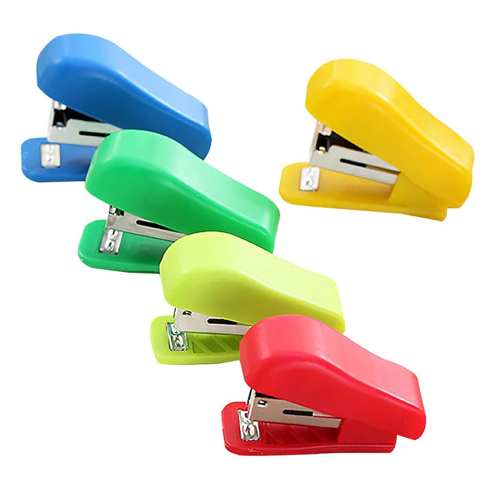 1pcs Random Color Stapler Solid Office Stationery Cute Mini Without Stapler Student Use Small Portable Plastic
