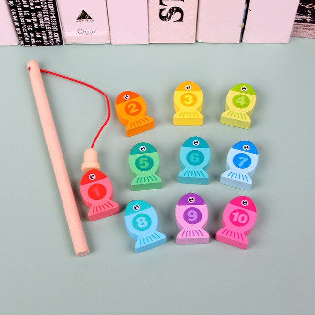 Montessori Educational Wooden Toys For kids Board Math Fishing Count Numbers Matching Digital Shape Match Early Education Toy