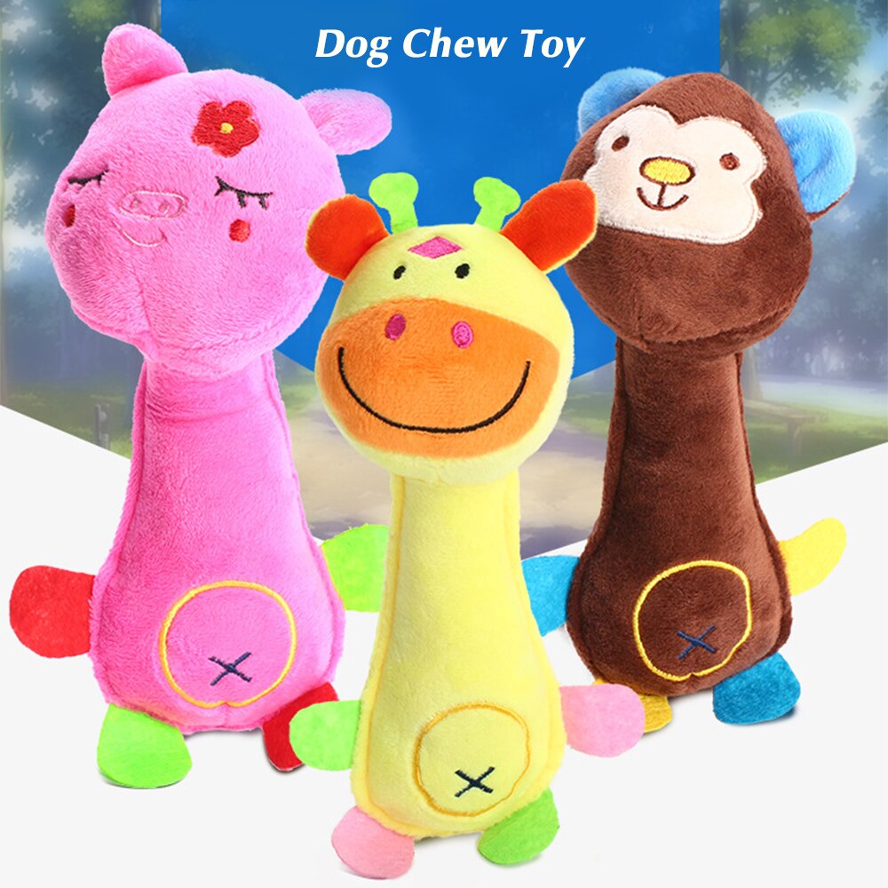 Cute Pet Dog Cat Funny Fleece Durability Plush Dog Toys Squeak Chew Sound Interactive Toy Fit For All Pets Long Plush Puppy Toy