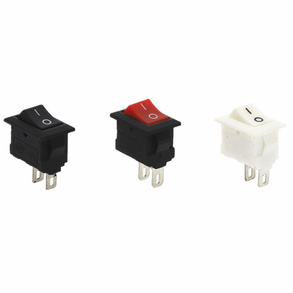 10Pcs Push Button Switch 10x15mm SPST 2Pin 3A 250V KCD11 Snap-in On/Off  Rocker Switch 10MM*15MM Black Red and White