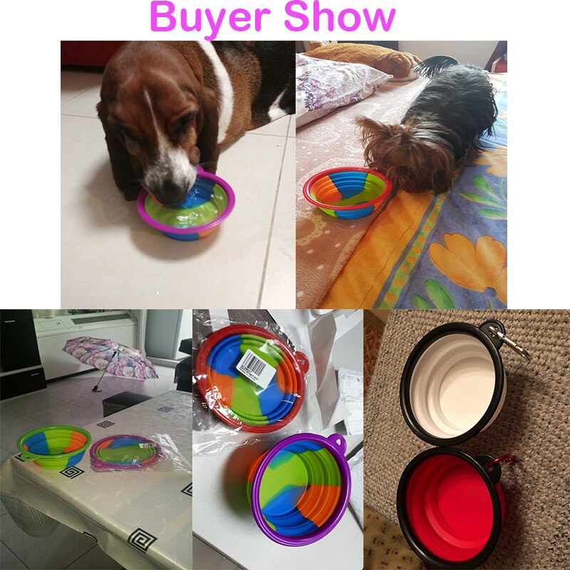 Dog Water Food Container Collapsible Silicone Folding Mutilcolor Dog Cat Bowl Outfit Portable Travel Bowl Dog Feeder Cup