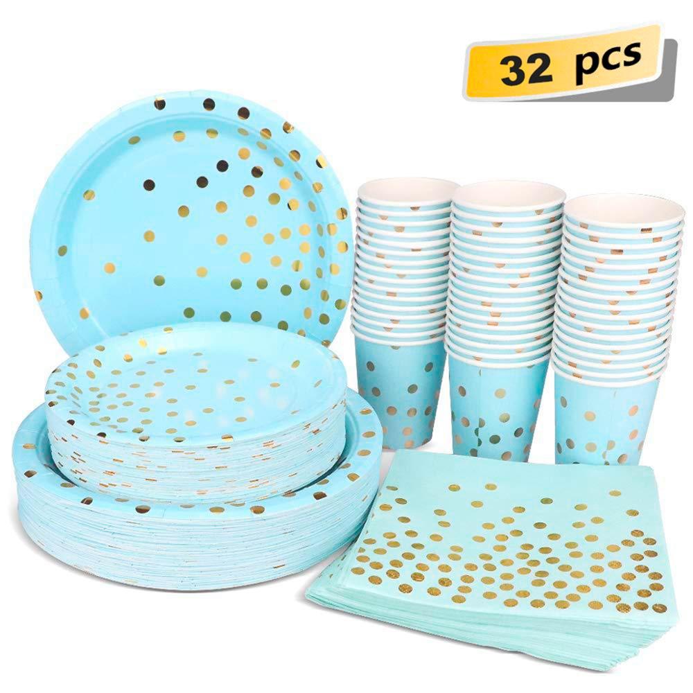 Suit 8 People High Quality Stamping Disposable Tableware Set Plate/Napkin Adult Happy Birthday Party Decor Kids Wedding Birthday
