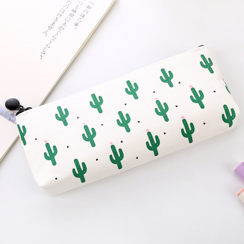 Cute Kawaii Canvas Pencil Case High Capacity Pen Bags Cute Letter Pencil Bags For Girls Gift School Supplies Korean Stationery