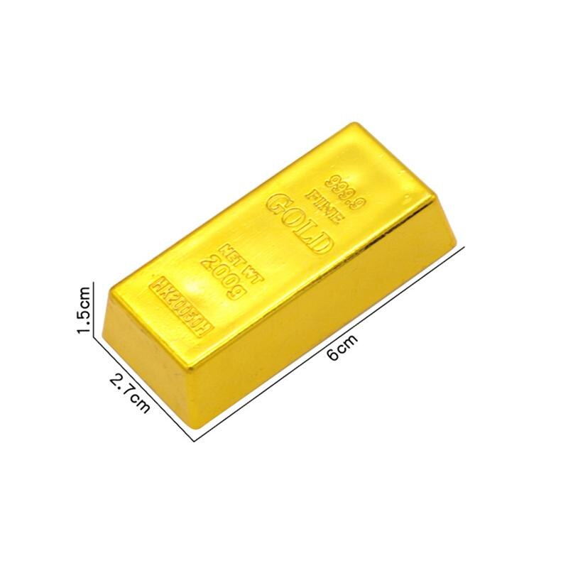 2Pcs Simulation Plastic Hollow Gold Bullion Fake Gold Brick Creative Artificial Gold Bar Decorative Prop for Party Activity