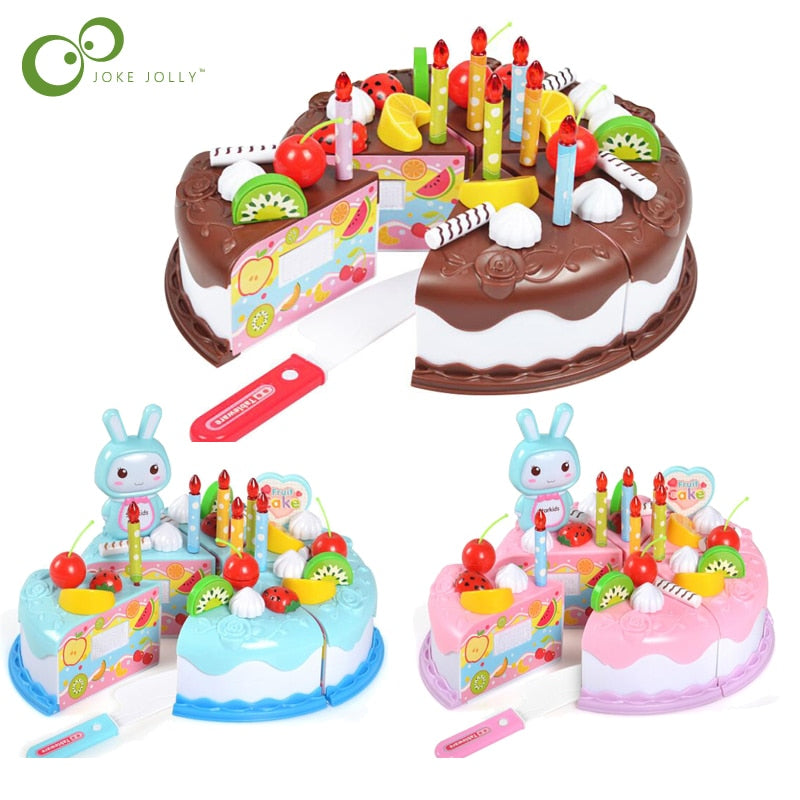 37pcs Kitchen Toys Cake Food DIY Pretend Play Fruit Cutting Birthday Toys for Children Plastic Educational Baby kids Gift GYH