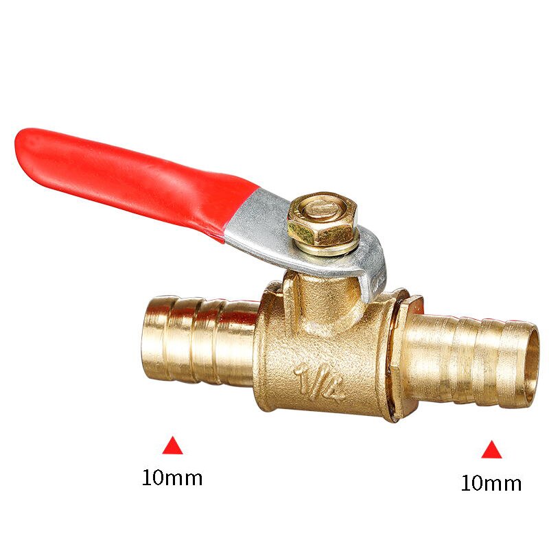 red handle Valve 6mm-12mm Hose Barb Inline Brass Water Oil Air Gas Fuel Line Shutoff Ball Valve Pipe Fittings
