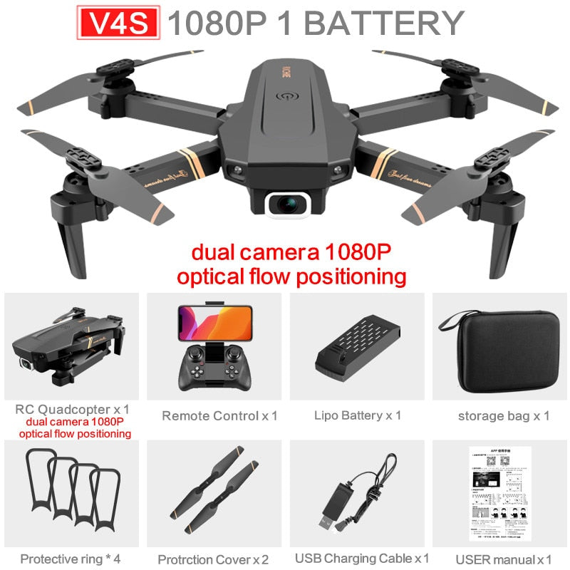 V4 WIFI FPV  Drone WiFi live video FPV 4K/1080P HD Wide Angle Camera Foldable Altitude Hold Durable RC Drone