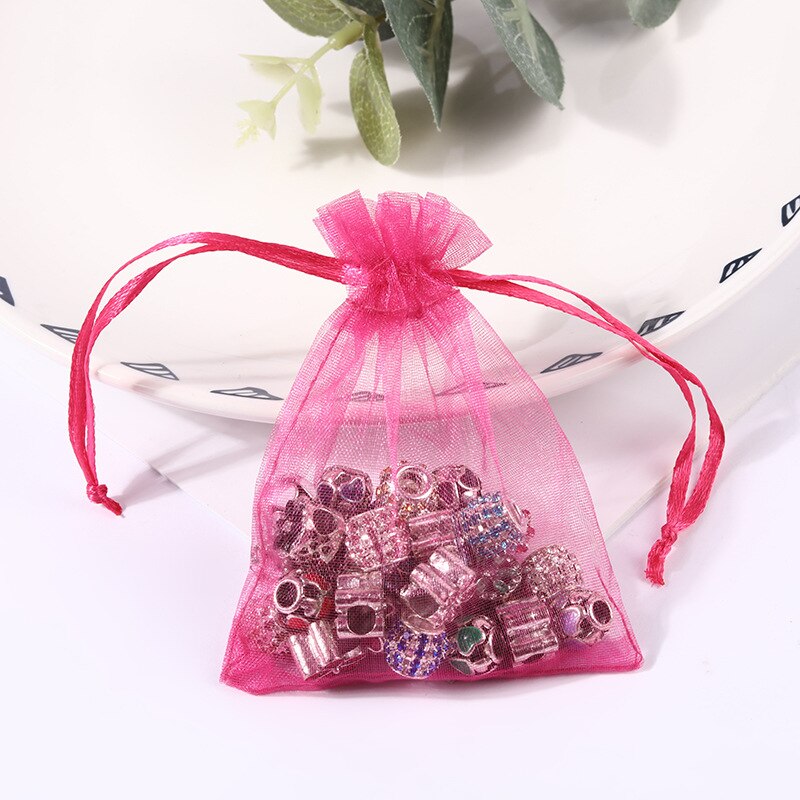 50pcs 5x7 7x9 9x12 10x15 11x16 13x18 15x20 17x23cm Organza Bags Christmas Valentine's Day Party Candy Box Chocolate Gift Bags