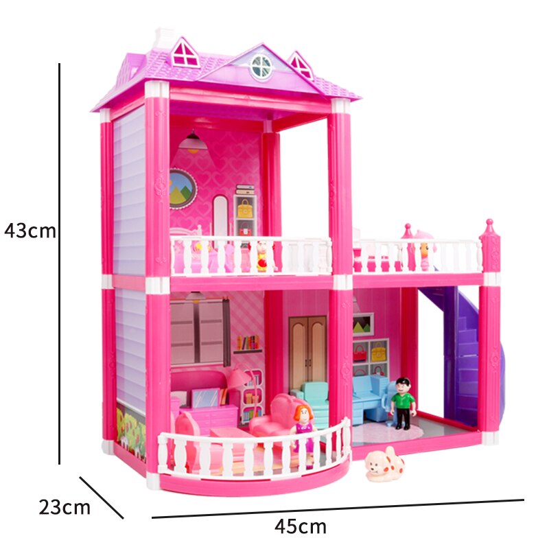 Dollhouse Castle DIY House Toy Pink Assemble Miniature Dollhouse Birthday Gifts Educational Toys Doll Villa Girl DIY Toy