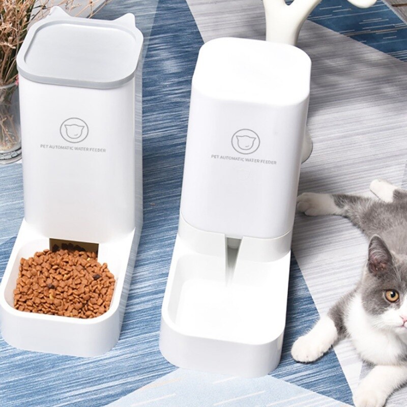 HOT Pet Dog Cat Automatic Feeder Plastic Safety Small Medium Large Dog Cats Feeding Bowl Cat Food Water Feeder Fountain Drinker