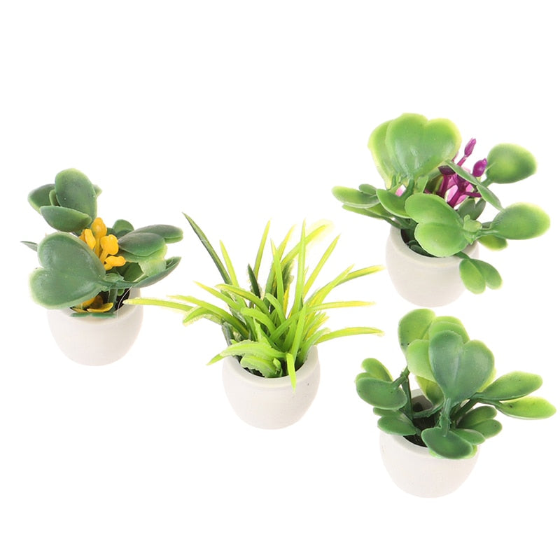 1:12 Dollhouse Miniature Green Plant In Pot Furniture Home Decor Accessories