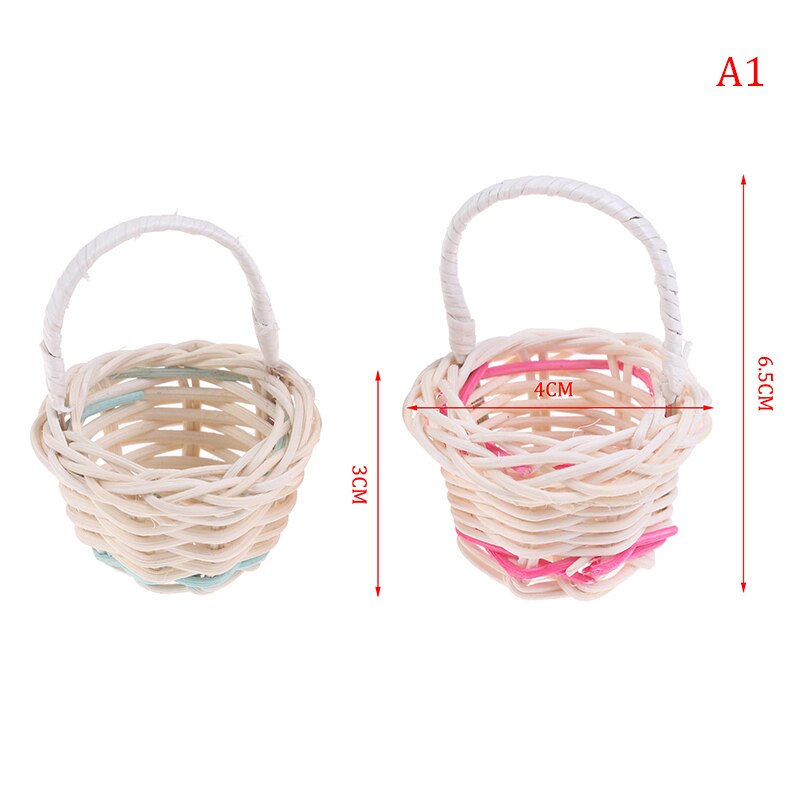 Hot sale Mini 1/12 Cute Dollhouse Rattan Iron Frame Frame Hand-woven Vegetable Food Storage Basket Dolls Miniature Decoration