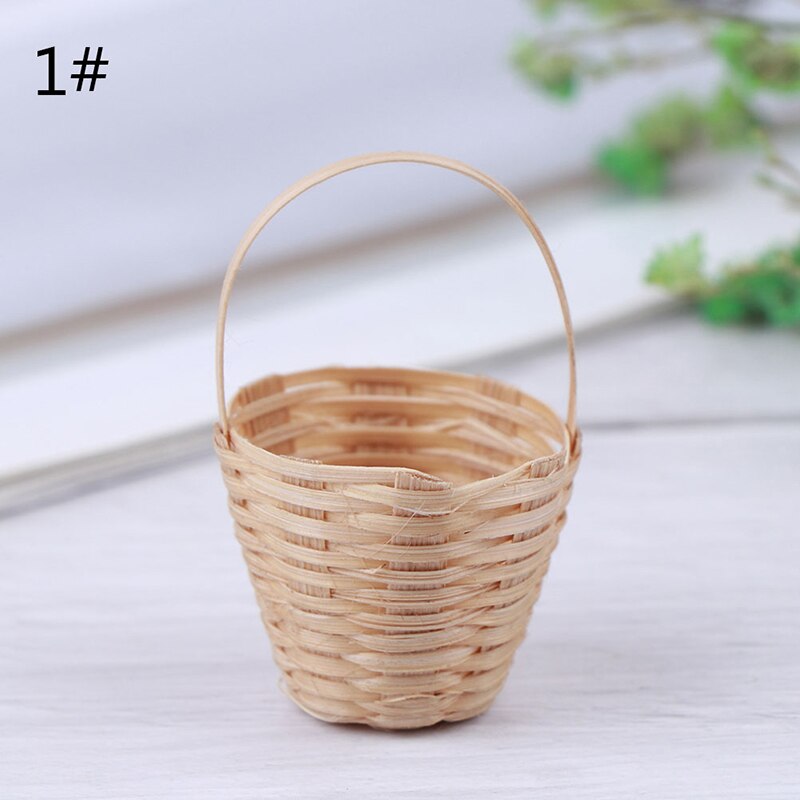 Hot sale Mini 1/12 Cute Dollhouse Rattan Iron Frame Frame Hand-woven Vegetable Food Storage Basket Dolls Miniature Decoration