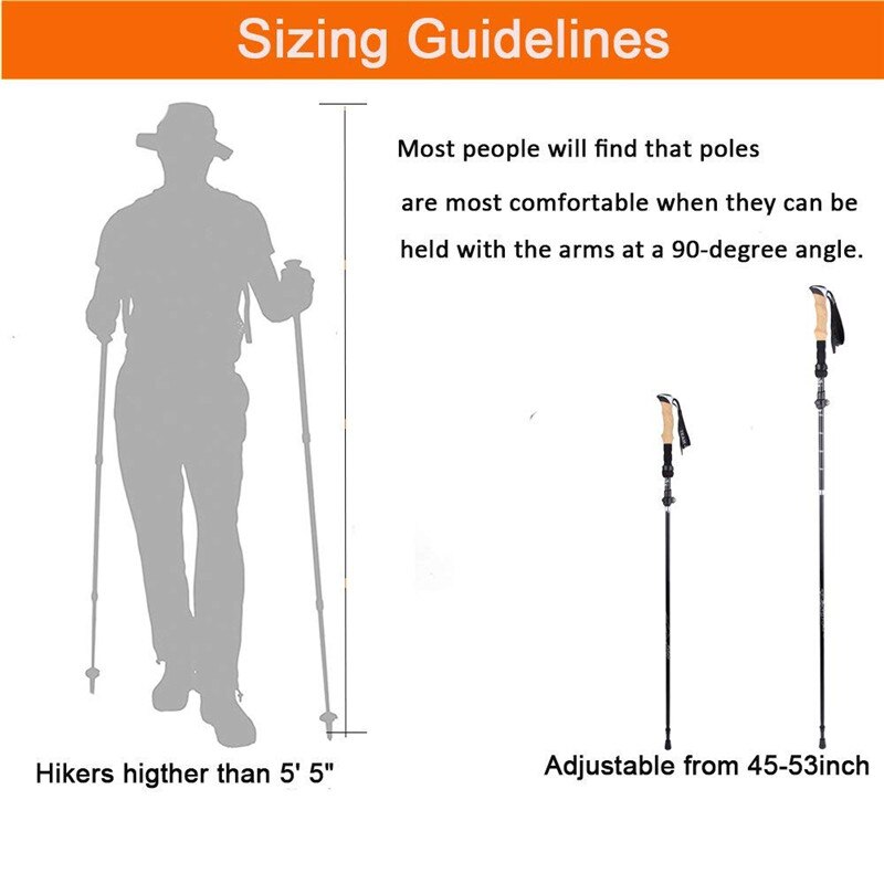 2Pcs Hiking Walking Sticks Carbon Fiber Trekking Pole Ultralight Camping Hiking Foldable Nordic Walking Pole Telescopic Crutches