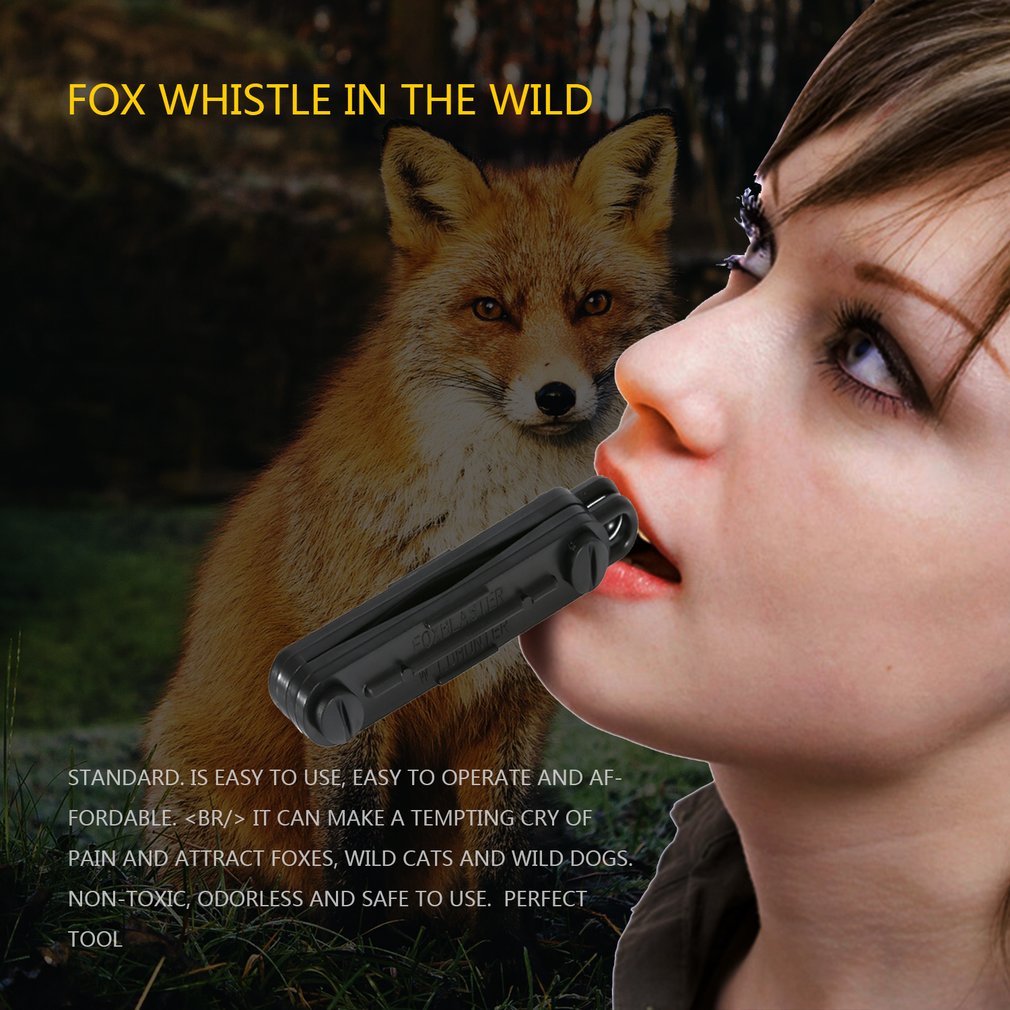 Black Outdoor Fox Down Fox Blaster Call Whistle Predator Hunting Camping Calling Rabbit Game Caller