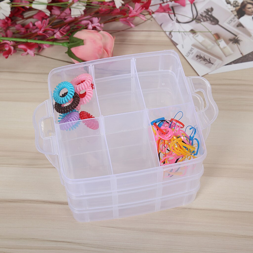 18 Slots Vintage Plastic Clear Jewelry Beads Organizer Box Storage Container Home Sewing Thread Craft Tools Case