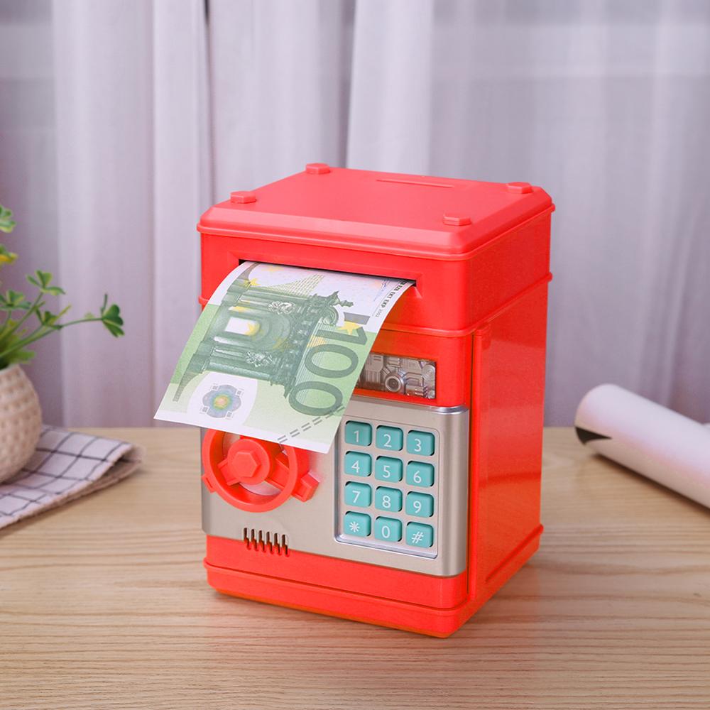 Electronic Piggy Bank ATM Password Money Box Cash Coins Saving Box ATM Bank Safe Box Auto Scroll Paper Banknote Gift for Kids