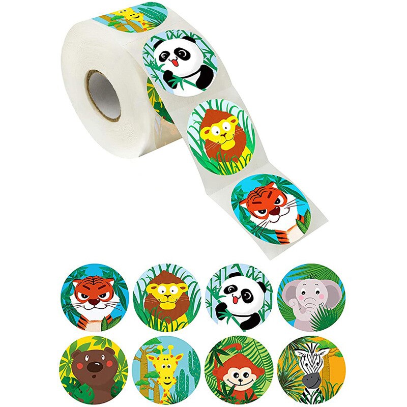500pcs/roll Animals cartoon Stickers for kids classic toys sticker school teacher reward sticker Various styles designs pattern