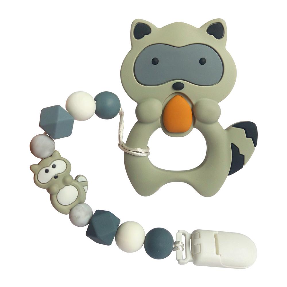 Joepada Baby Teething Necklace lovely Koala Owl Horse Cookies Baby Teether Molar Toy Gift Raccoon Food Grade Silicone Beads