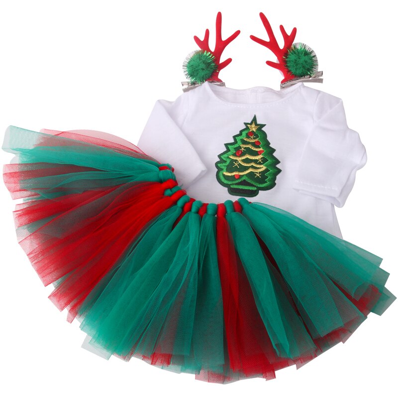 18 inch Girls doll clothes Christmas deer suit American doll skirt newborn dress Baby toys fit 43 cm Baby dolls c943