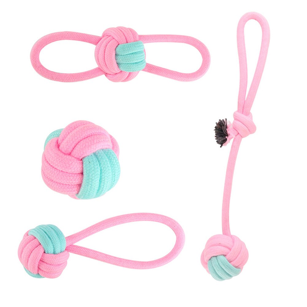 Cotton Rope Toy Teddy Molar Tooth Cleaning With Handle Dog Interactive Training Grinding Pet Toys