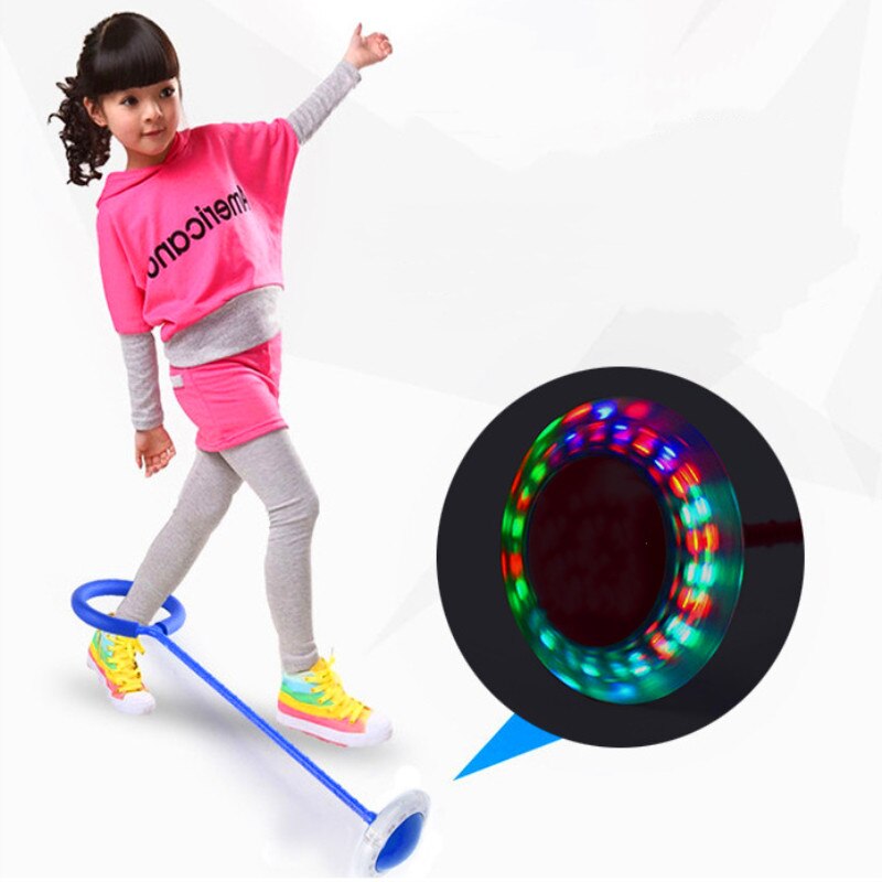 Glowing Bouncing Balls One Foot Flashing Skip Ball Jump Ropes Sports Swing Ball Children Fitness Playing Fun Entertainment Toys