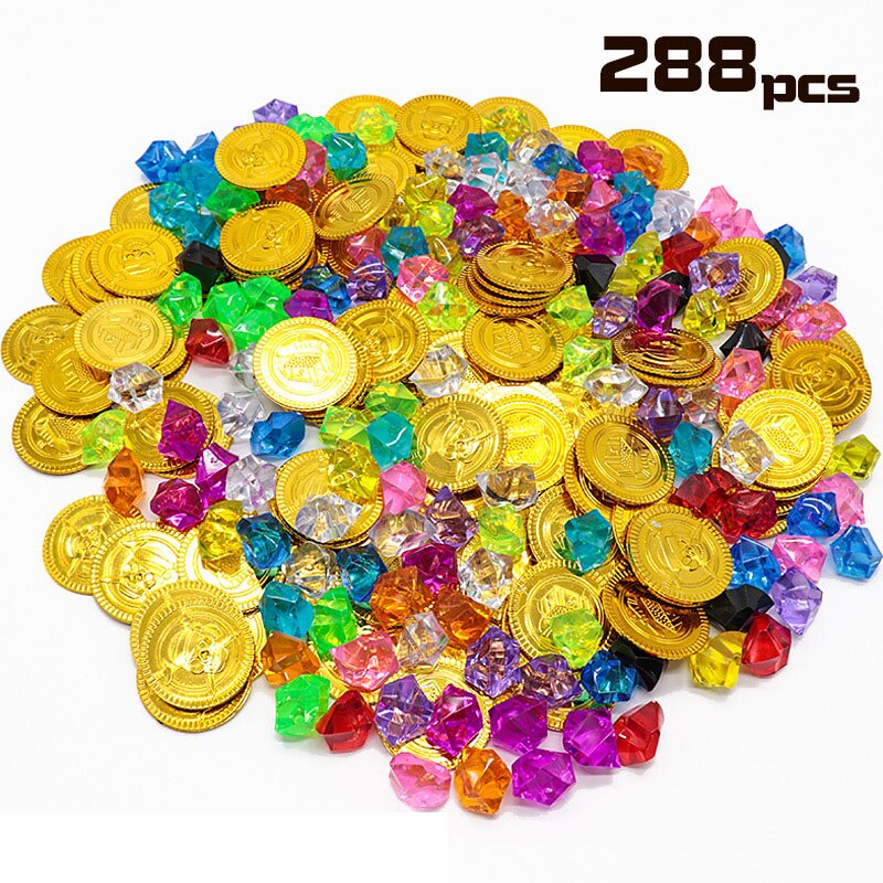 Children Pirate Gold Coin Gemstone Series Toys Activity Draw Props Children's Game Props Halloween Christmas Gifts