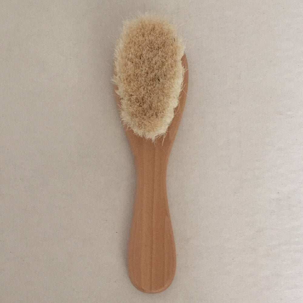 Baby Natural Wool Wooden Brush Comb Newborn Hair Brush Infant Head Massager Portable Baby Comb Hair Bath Brush Comb